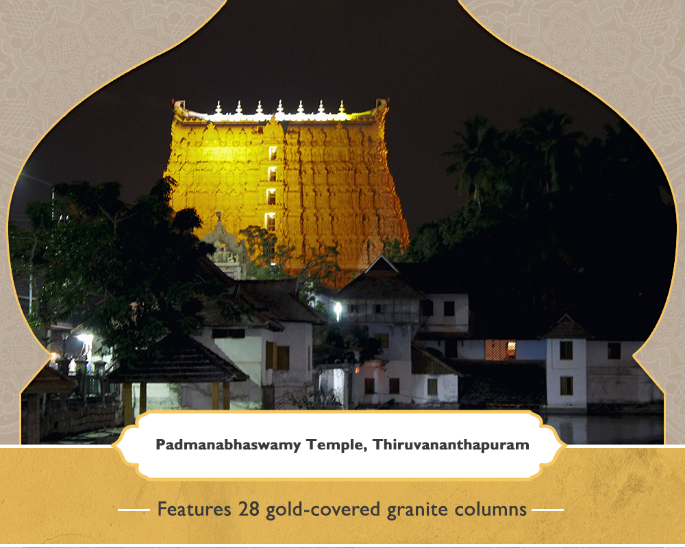 Padmanabhaswamy Temple, Thiruvananthapuram - Featuring 28 gold-covered granite columns