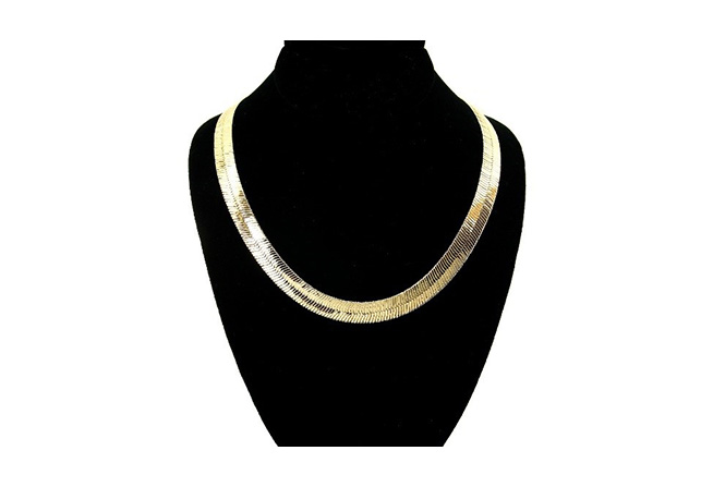 V Shaped Herringbone Gold Chain