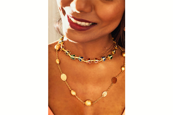 Gold Ball Chain Necklace With Pendant