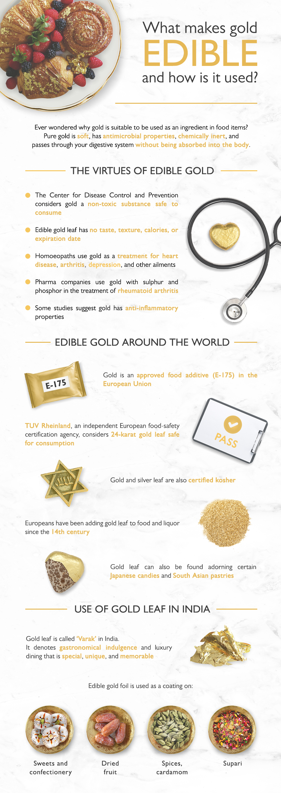 A close look at the health benefits of gold and why it's used in preparing many delicacies