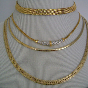 Flat Gold Necklace Set