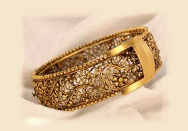 Tribal inspired gold bracelet