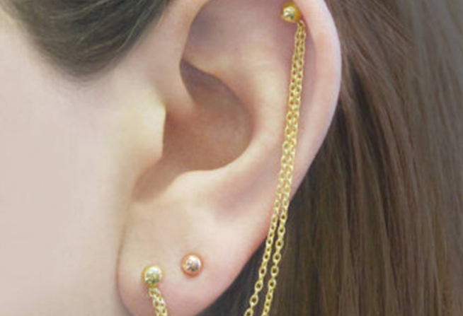 Gold Chain Based Gold Earring