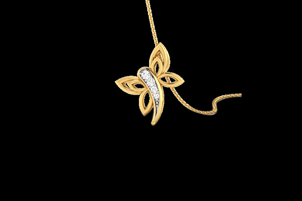 Diamond And Gold Butterfly Pendant