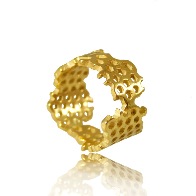 Gold Bangle Honeycomb Design