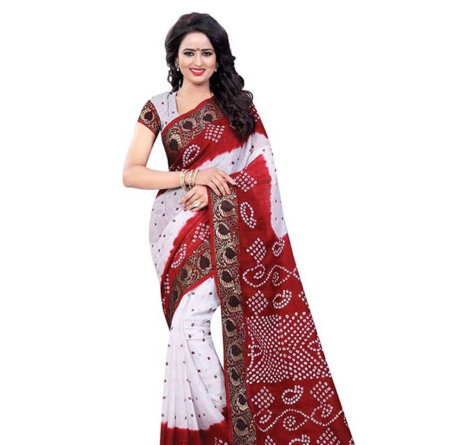 White and Red sarees with gold zari work