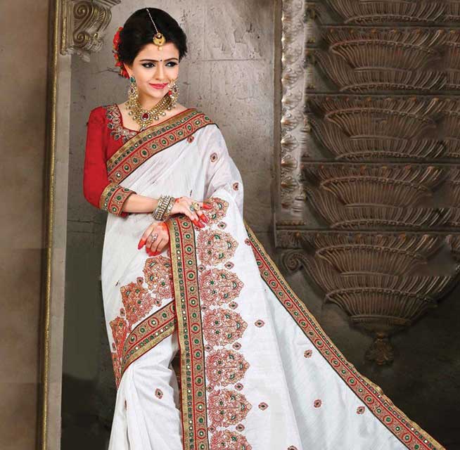 Embroidered gold zari sarees