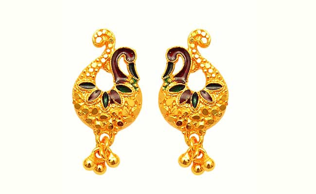 Kashmiri Peacock Model Gold Earrings