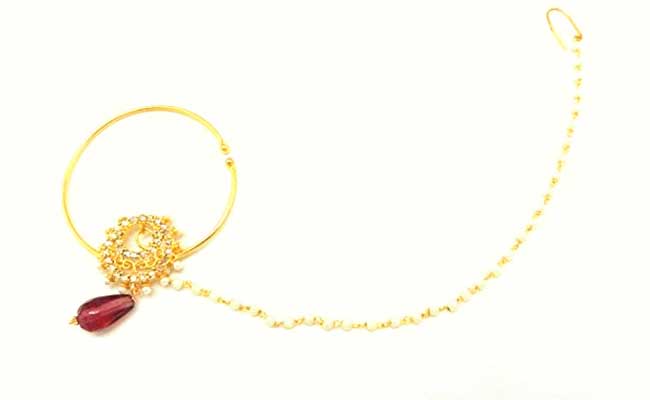 Traditional Mughal Jewellery - Gold Nose Ring
