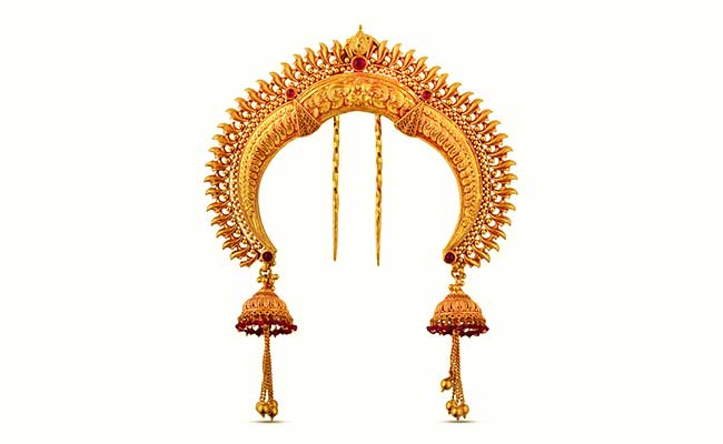 Ambada veni phool - 22 Karat traditional gold hair pin