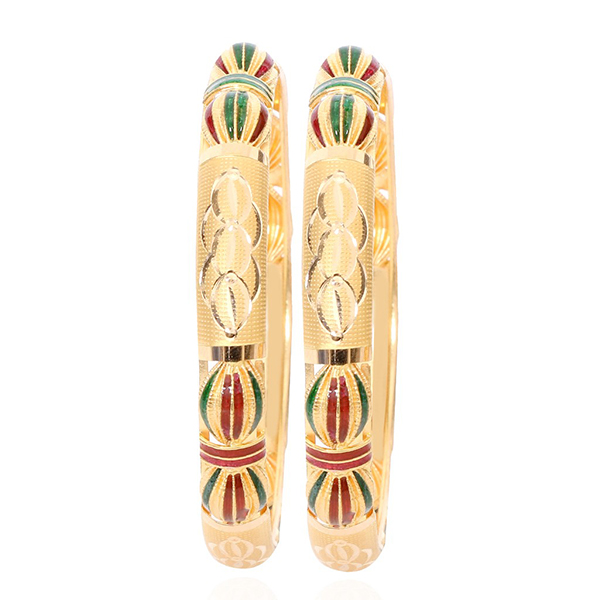 Enamel Encrusted Gold Bangles