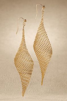 Mesh Shaped Gold Earrings