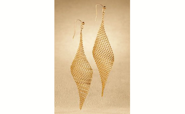 Mesh Shaped Gold Earrings