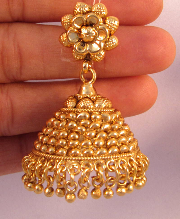 Traditional gold jhumkas